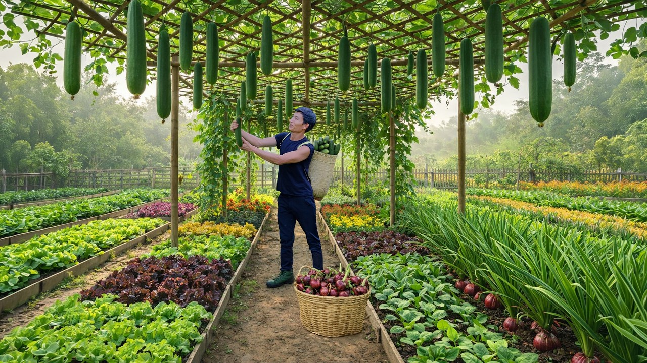 Harvest Cucumbers & Vegetable To Sell At The Market And Cook With Them – Build The Farm