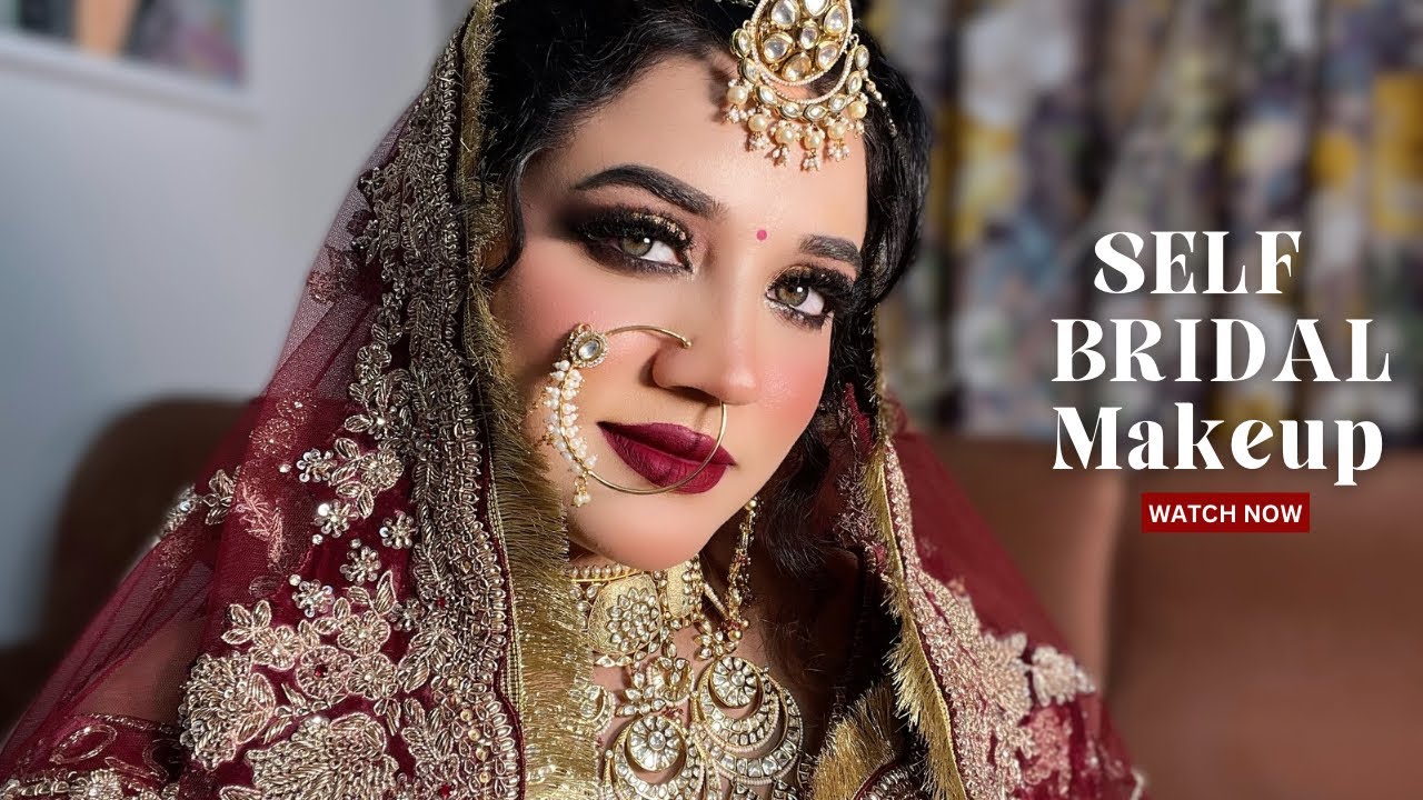 SELF BRIDAL MAKEUP TUTORIAL | STEP BY STEP BRIDAL MAKEUP AT HOME | Winter dewy makeup
