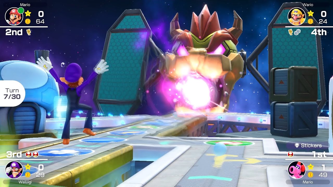Mario Party Superstars #523 Space Land Birdo vs Mario vs Wario vs Waluigi