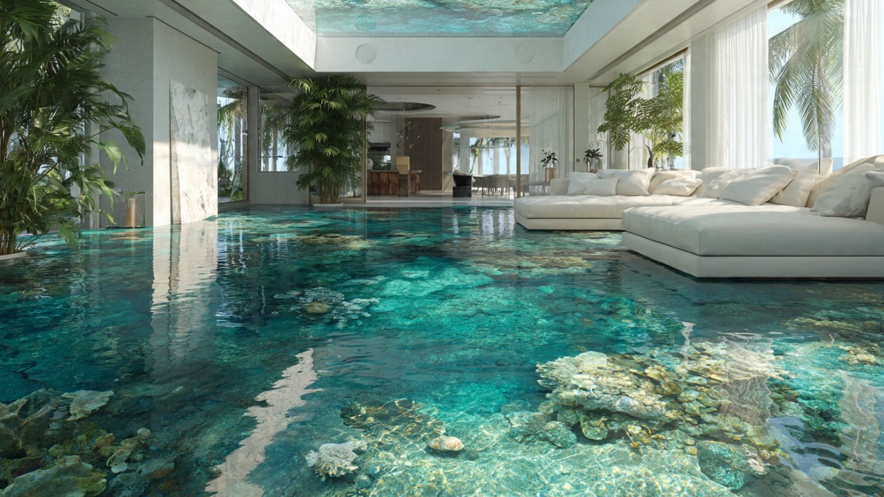 Epoxy Flooring for Mansions and Luxury Homes | Sea, Marble and Neon | Visual Design