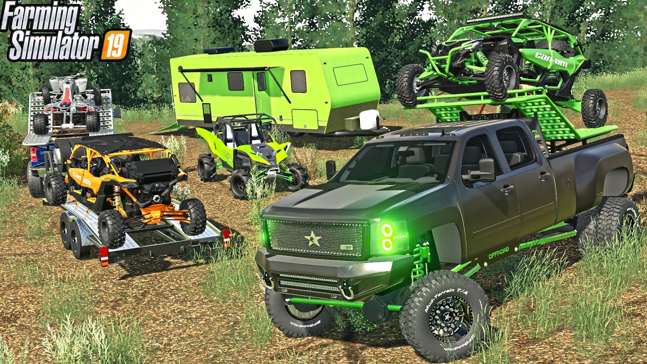 LUXURY CAMPING OFF-ROAD | LIFTED TRUCKS + RZR | FARMING SIMULATOR 2019