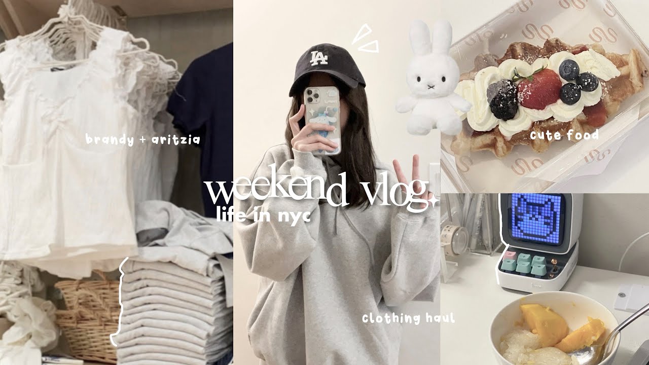 weekend vlog: brandy and aritzia haul, studying, divoom speaker, good food