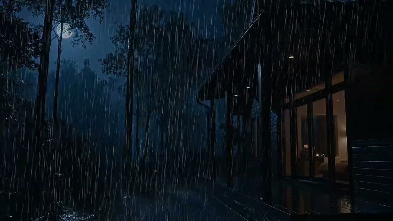 Intense Rain & Distant Thunder | Blackwood Cabin Sleep Ambience