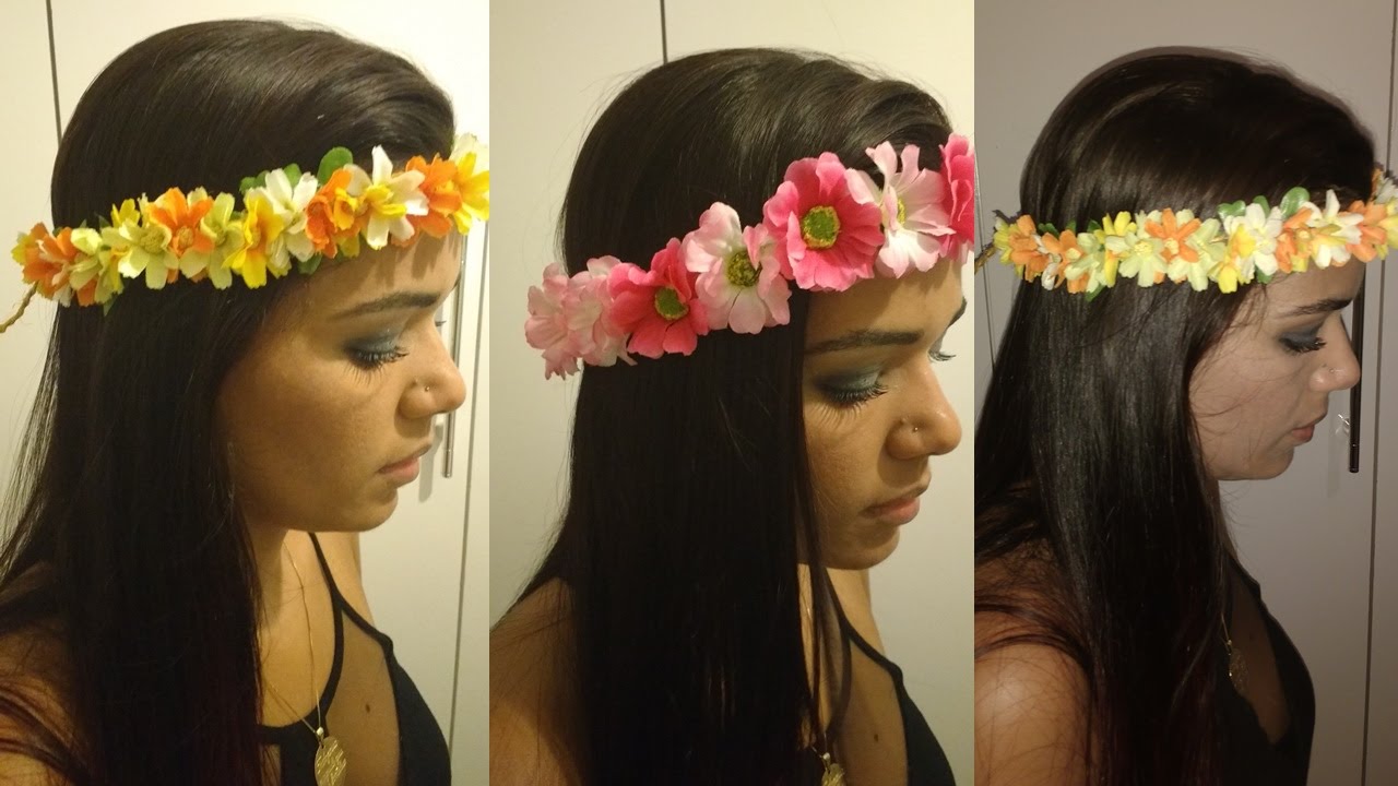 Faça você mesmo - Tiara ou coroa de flores para o cabelo!