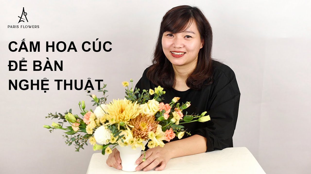 Cắm hoa cúc để bàn - Cắm hoa hiện đại  Flower Arrangement Tutorial - Paris Flowers