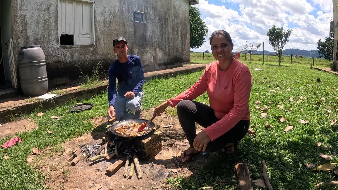 PESCARIA NA REPRESA E PEGAMOS UMS TUCUNARE E TEVE FRITO NO FOGÃO A LENHA