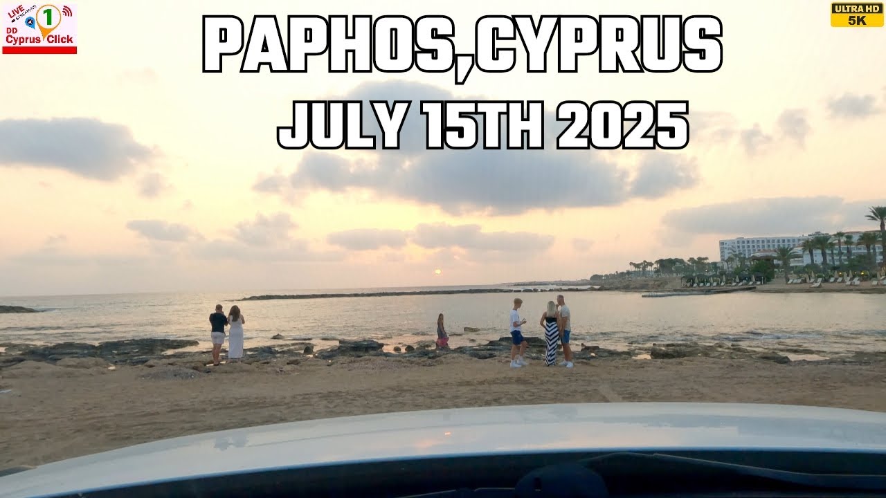 Paphos Cyprus | Kato Paphos harbour,Hotels and St.Nicholas Sunset | July 15th  2025, Tuesday | 5K 🚘