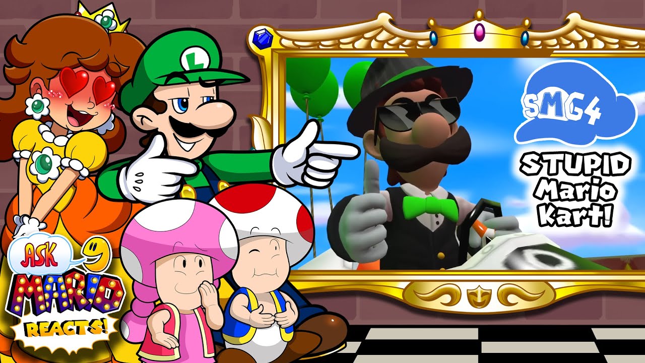 😎Луиджи SWAG! - SMG4 Stupid Mario Kart Remastered📺Спросите Марио, как реагировать