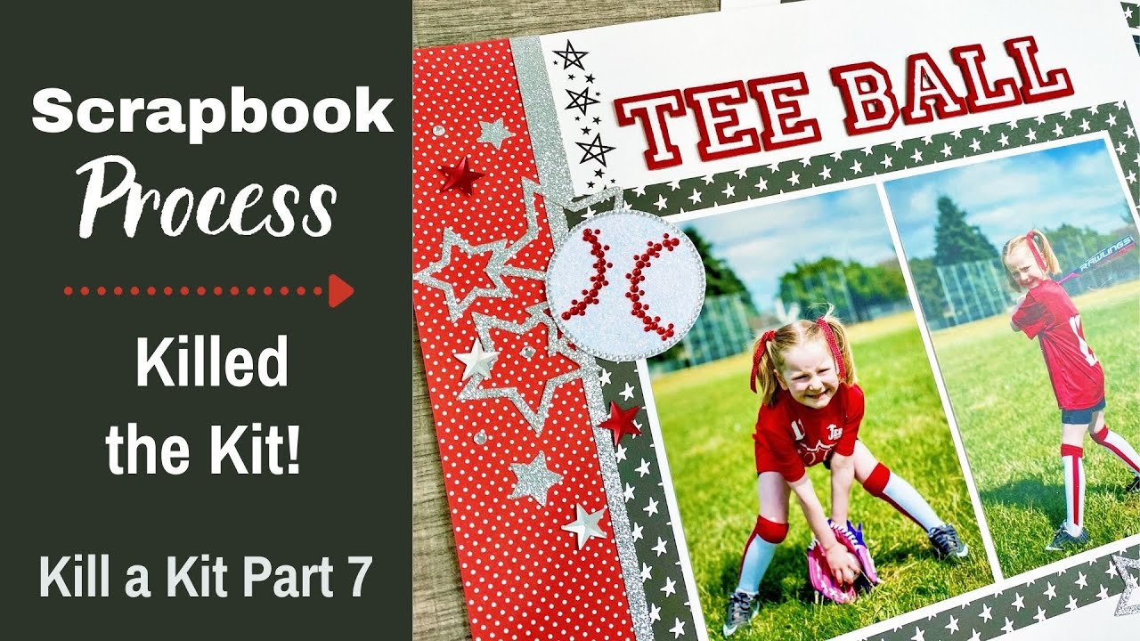 I KILLED THE KIT! Double Scrapbook Layout Using Scraps, Stamps, Stash Sports Idea | Kill a Kit Pt 7