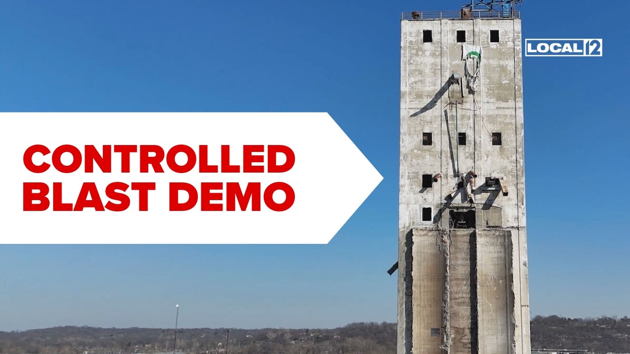 Abandoned Ohio grain elevator demolished with controlled implosion