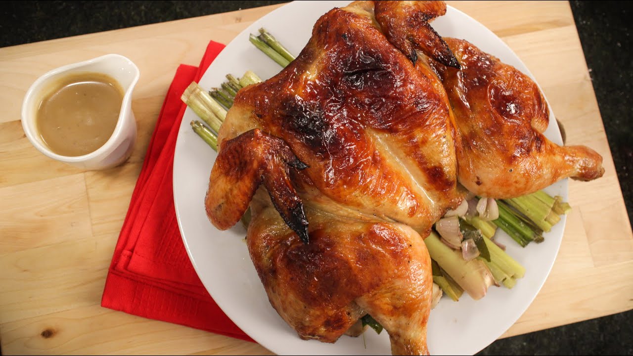 Thai Roast Chicken & Gravy Recipe - ไก่อบสมุนไพร - Hot Thai Kitchen