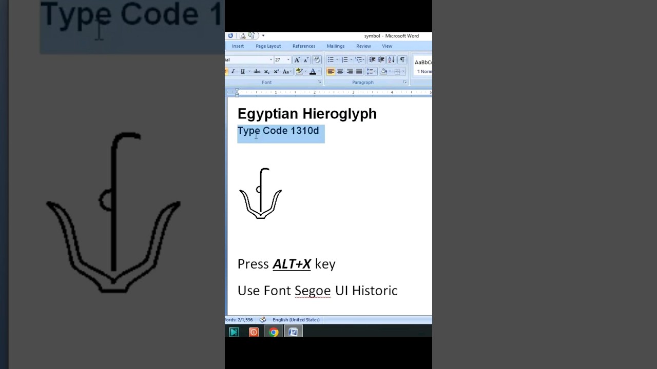Egyptian Hieroglyph Code 1310d #msword  #wordtipsandtricks #shorts