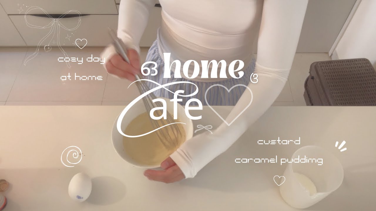 home cafe °.𖦹⋆ ᢉ𐭩 cozy vlog, making Japanese custard pudding, slow living, soft girl diary