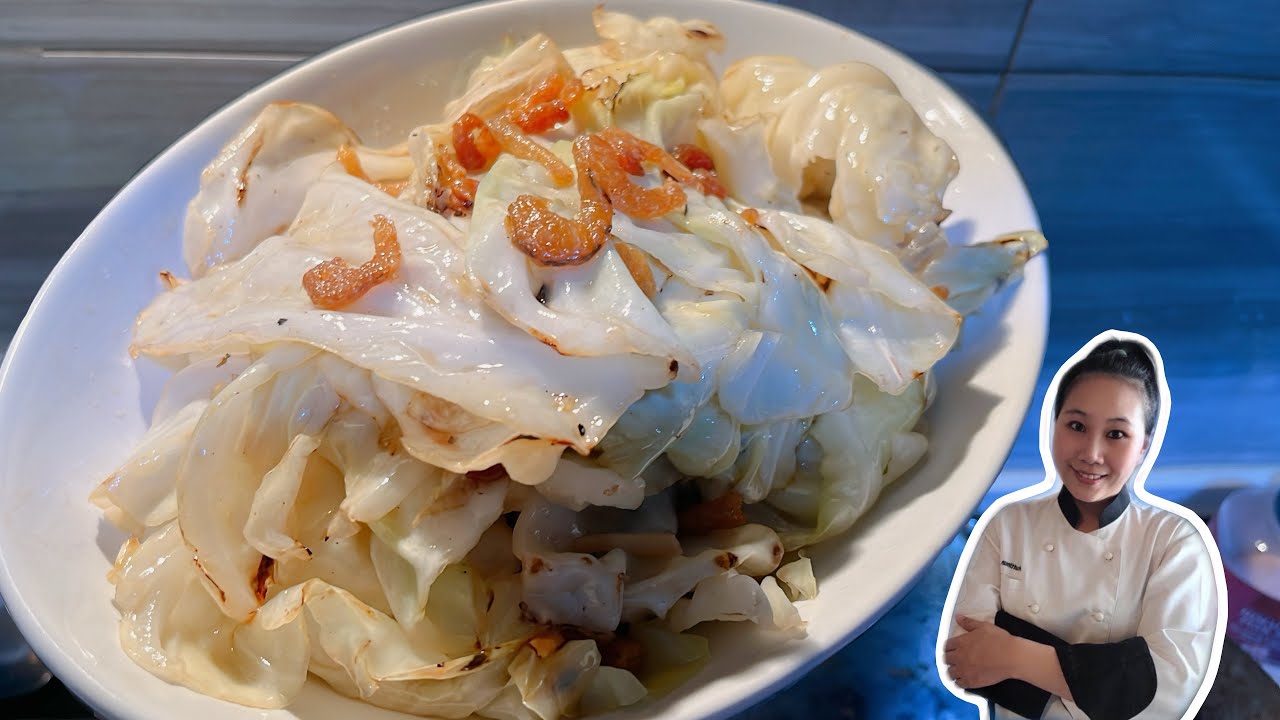 How To Stir Fry Cabbage •Thai Style Stir fried Cabbage dried shrimps with fish sauce|ThaiChef Food