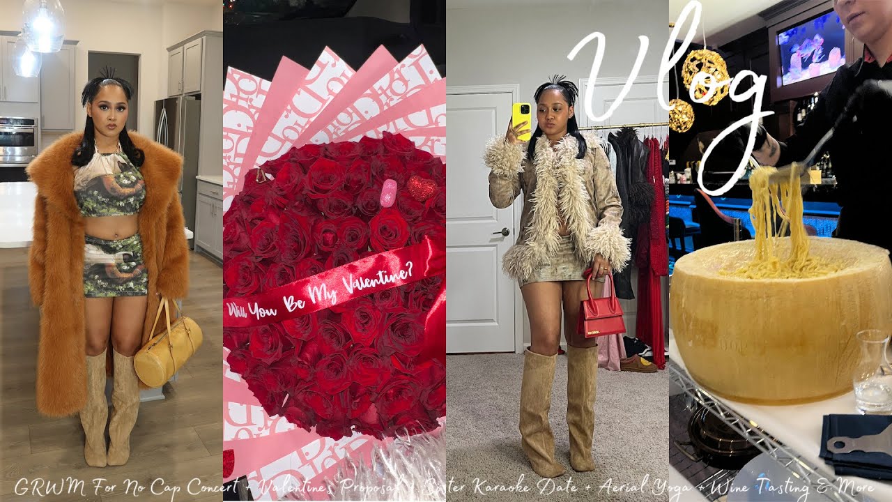 VLOG | GRWM For No Cap Concert + Valentines Proposal + Sister Karaoke Date+Aerial Yoga +Wine Tasting