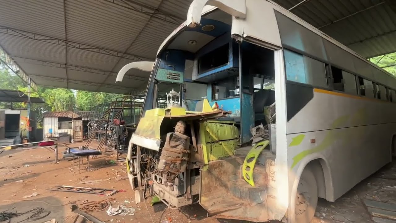 Complete Front-End Repair of a Bus After Major Accident | Step-by-Step Process