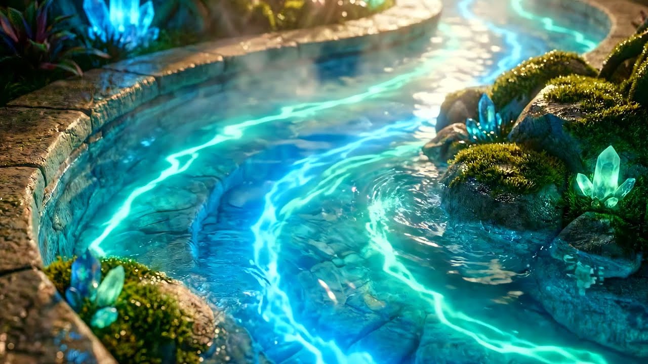 Magical Glowing River: Deep Sleep & Anxiety Relief | 4K Water Sounds for Stress