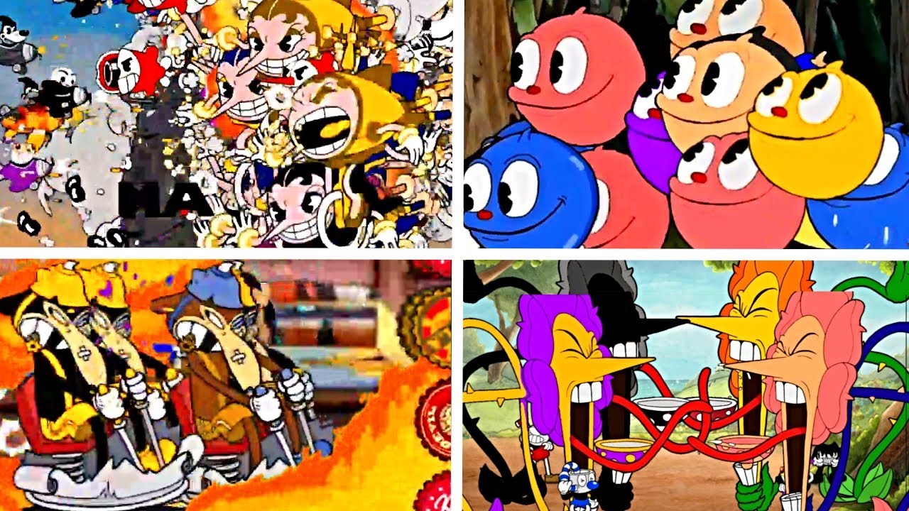 Cuphead Team VS 100 Bosses Co-op Fights Compilations