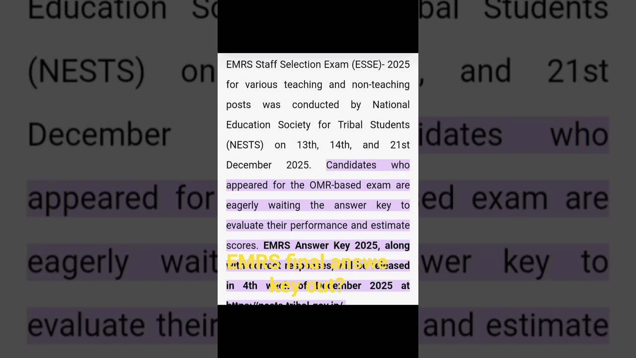 EMRS final answer key out today ?