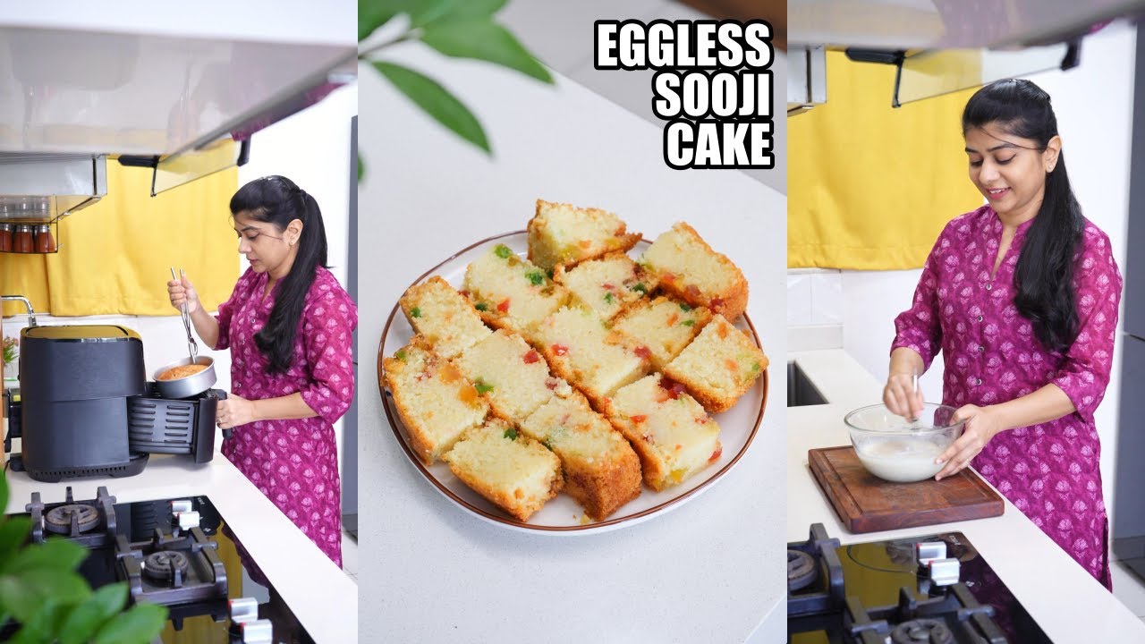 आज बनाया रवा केक एयर फ्रायर में | Basic Tutti Frutti Rava Cake in an Air Fryer