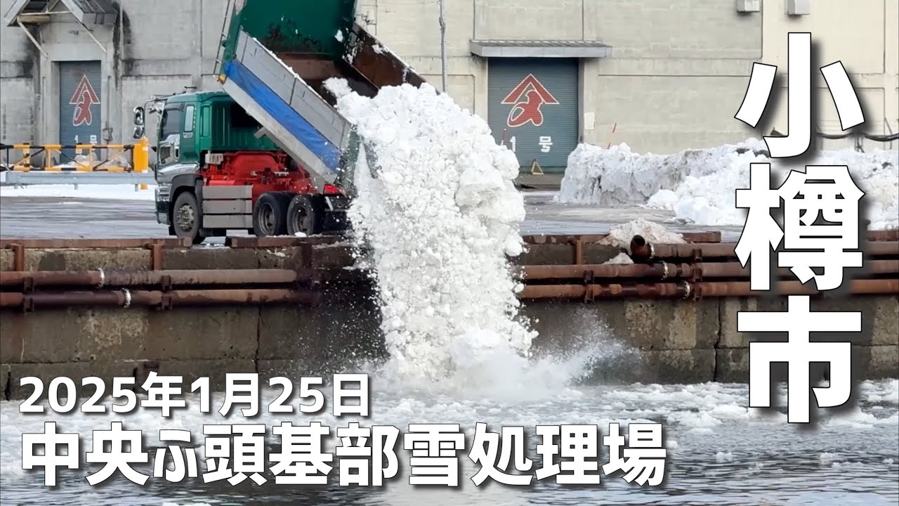 異例の雪の少なさに重機攪拌はお休み？小樽の雪捨て場の様子2025年1月25日