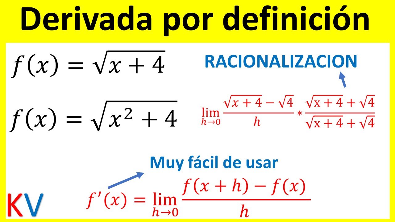 Como Encontrar la DERIVADA de una RAIZ por DEFINICION (√(𝑥+4), √(𝑥^2+4))