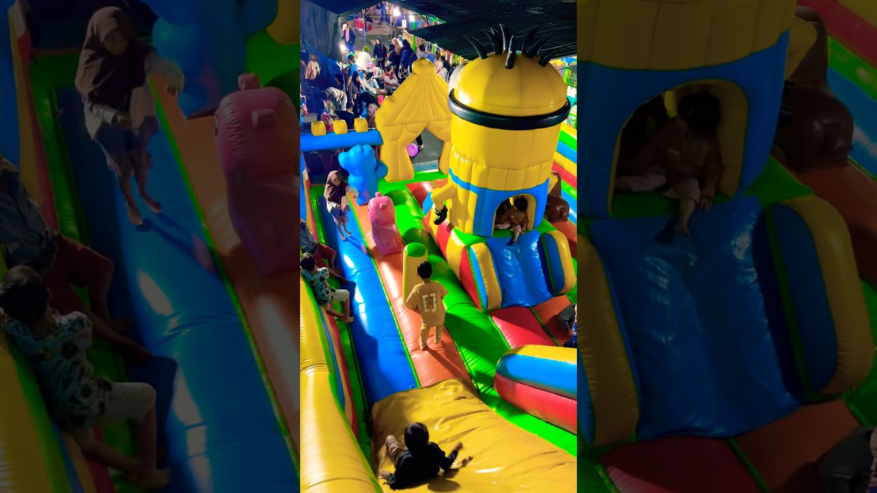 Meluncur seluncuran kuning dan melompat-lompat asyik di wahana istana balon tayo seru banget