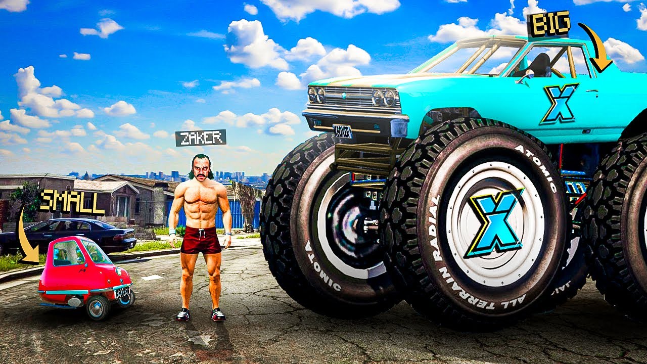 کوچک ترین در مقابل بزرگ ترین ماشین ها ! ماشین جدید زاکر 😂  GTA V Mods