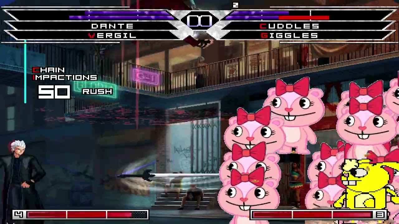 KOF MUGEN Tag Team dante & vergil vs cuddles & giggles