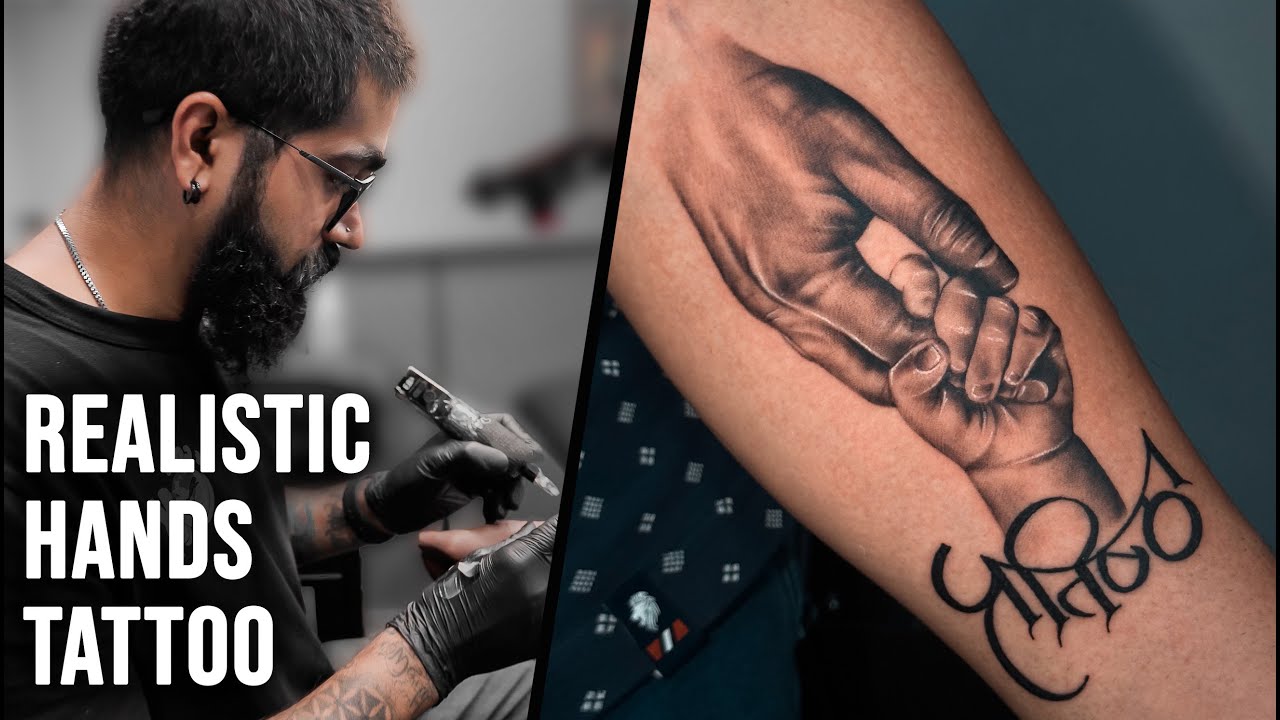 Father & Daughter Realistic Hands Tattoo