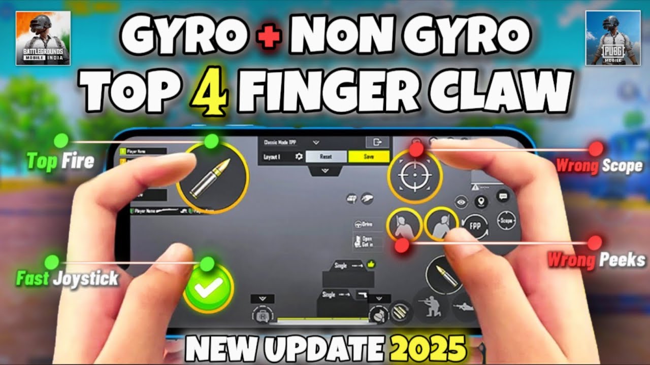 PUBG BGMI 4 Finger Continue Claw 2025 | Лучшие настройки управления четырьмя пальцами для гироско...