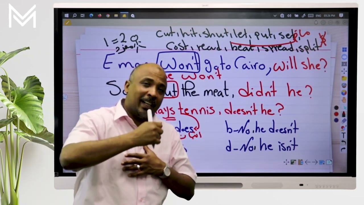 مراجعه اللغه الانجليزيه مستر مصطفي محمود درس the question tag السؤال المذيل والحالات الخاصة هام جدا