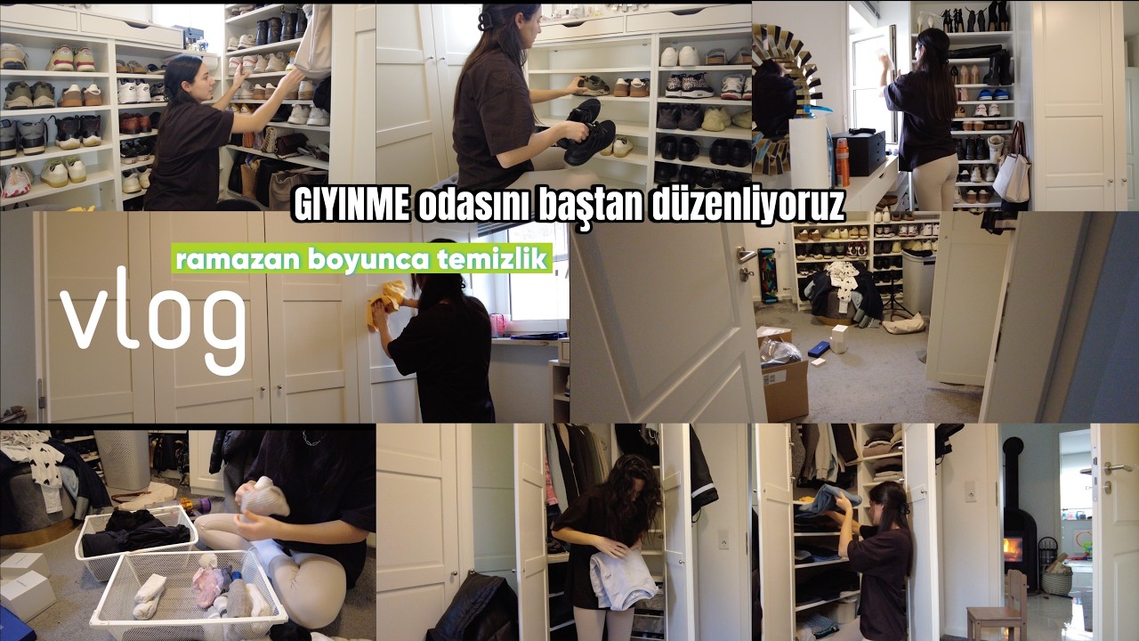 giyinme odasını toparlıyoruz, dolap içlerini baştan düzenliyoruz,  ayakkabı rafını düzenliyoruz