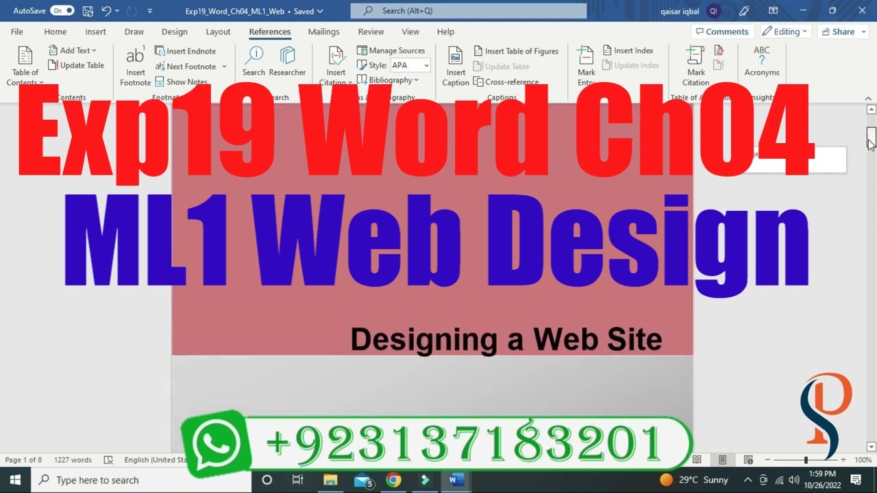 Exp19_Word_Ch04_ML1_Web_Design | Exp19 Word Ch04 ML1 Web.docx | @PearsonSolution