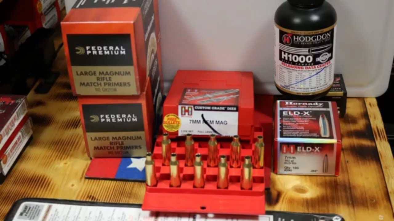 Перезарядка патронов 7 мм Magnum /H1000 / капсюли Federal Large Magnum / Hornady 162gr ELDX