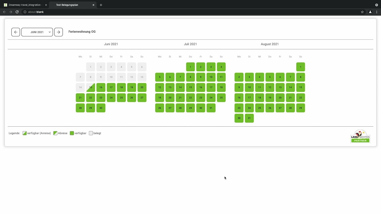Belegungsplan - Dreamway / Travel