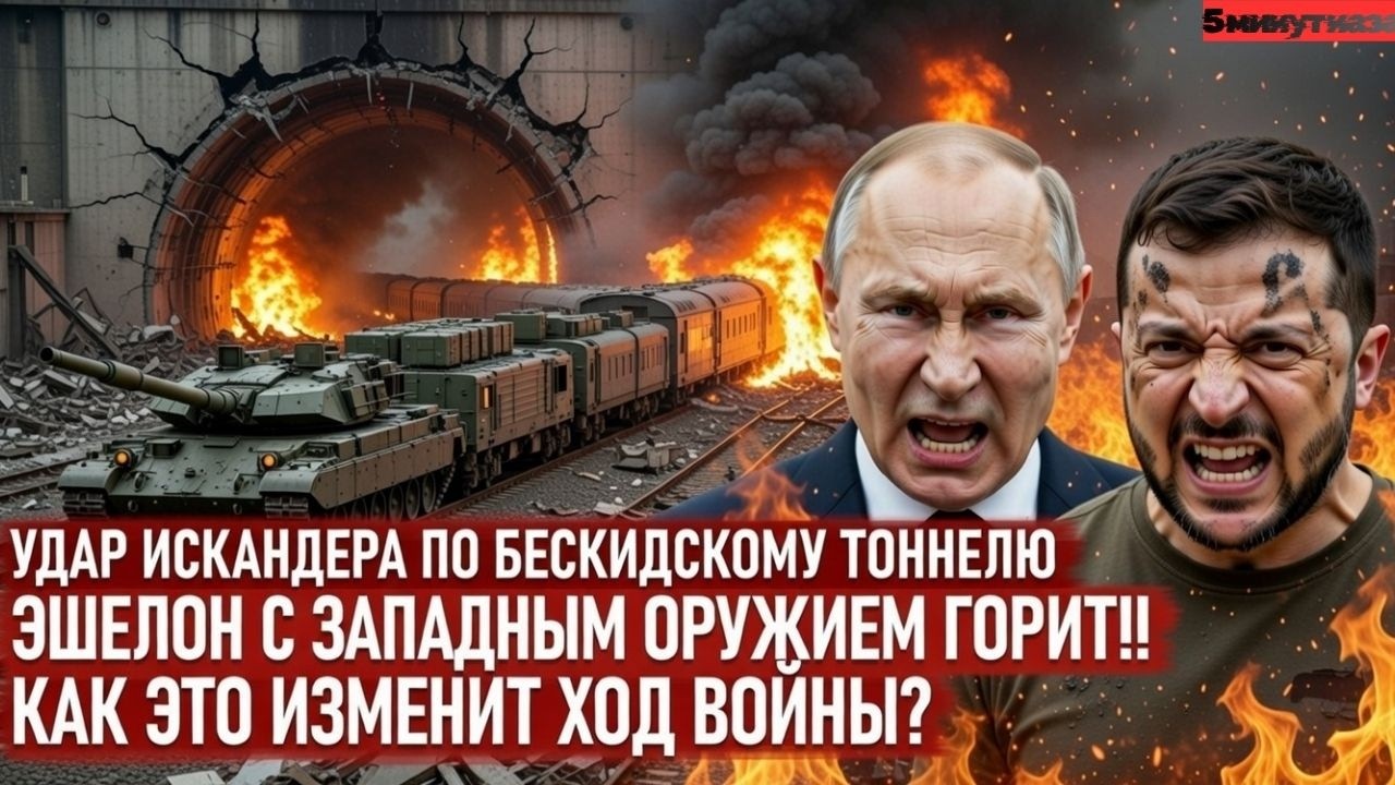 Удар Искандера по Бескидскому тоннелю — эшелон с Западным оружием горит!