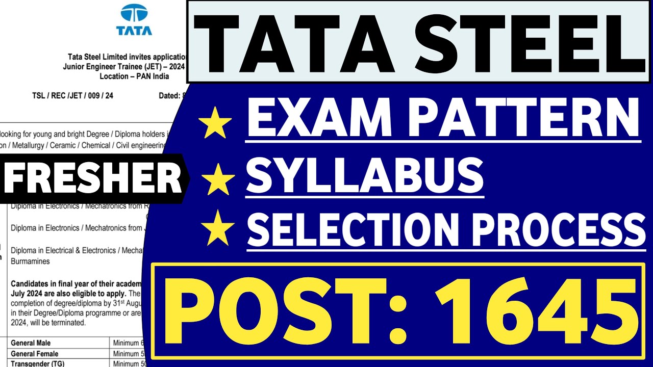 Tata steel JET 2024 Exam Pattern, Tata Steel JET Syllabus, Selection Process, Pervious Year Paper 🔥