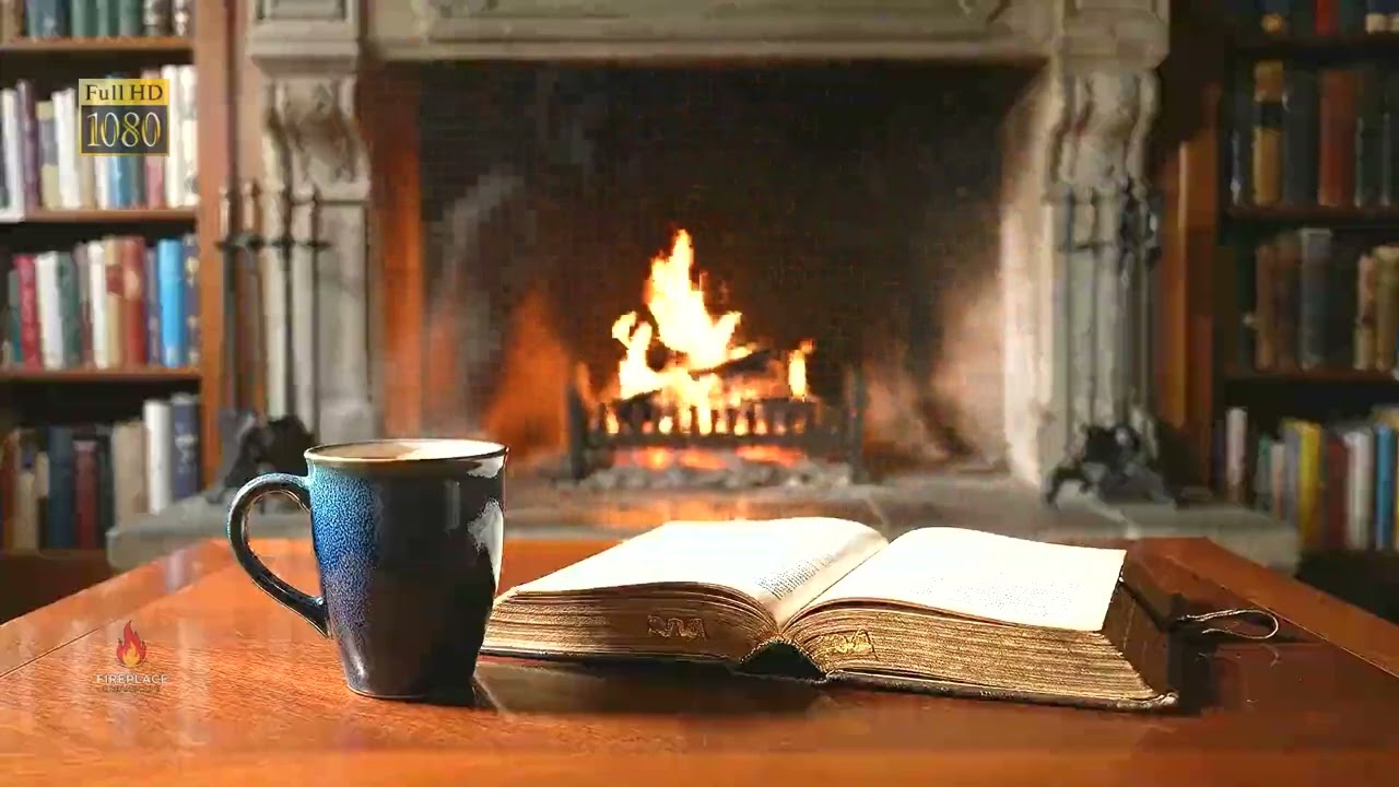 Fireplace Ambience with Gentle Snowfall Full HD – Warm Cabin Relaxation 10 Hours