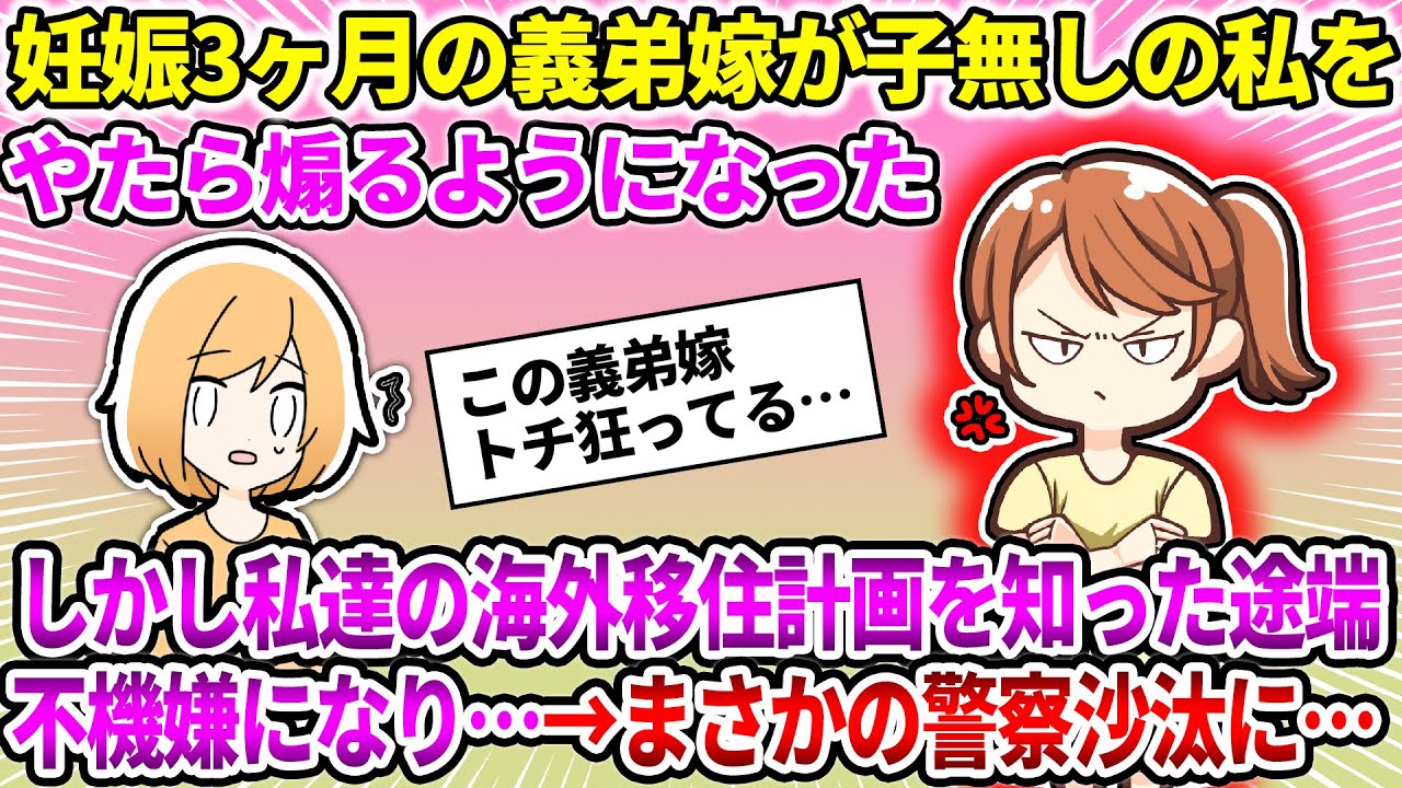 【2ch修羅場スレ】妊娠3ヶ月の義弟嫁が子無しの私をやたら煽るようになった。しかし私達の海外移住計画を知った途端不機嫌になり…→まさかの警察沙汰に…【ゆっくり・面白いスレ】