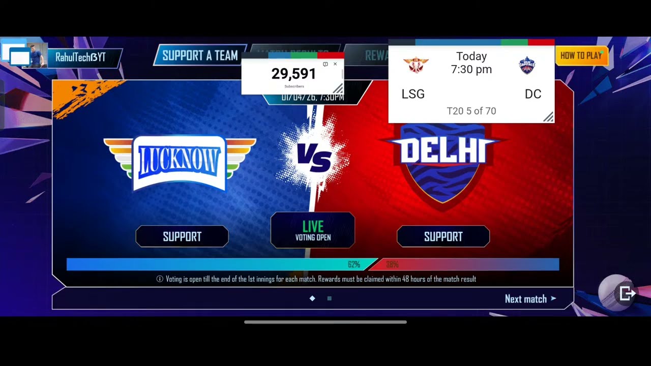 LSG VS DC Winning Prediction🚀💯 Bgmi Cricket League Prediction | Today Bgmi Cricket League Prediction