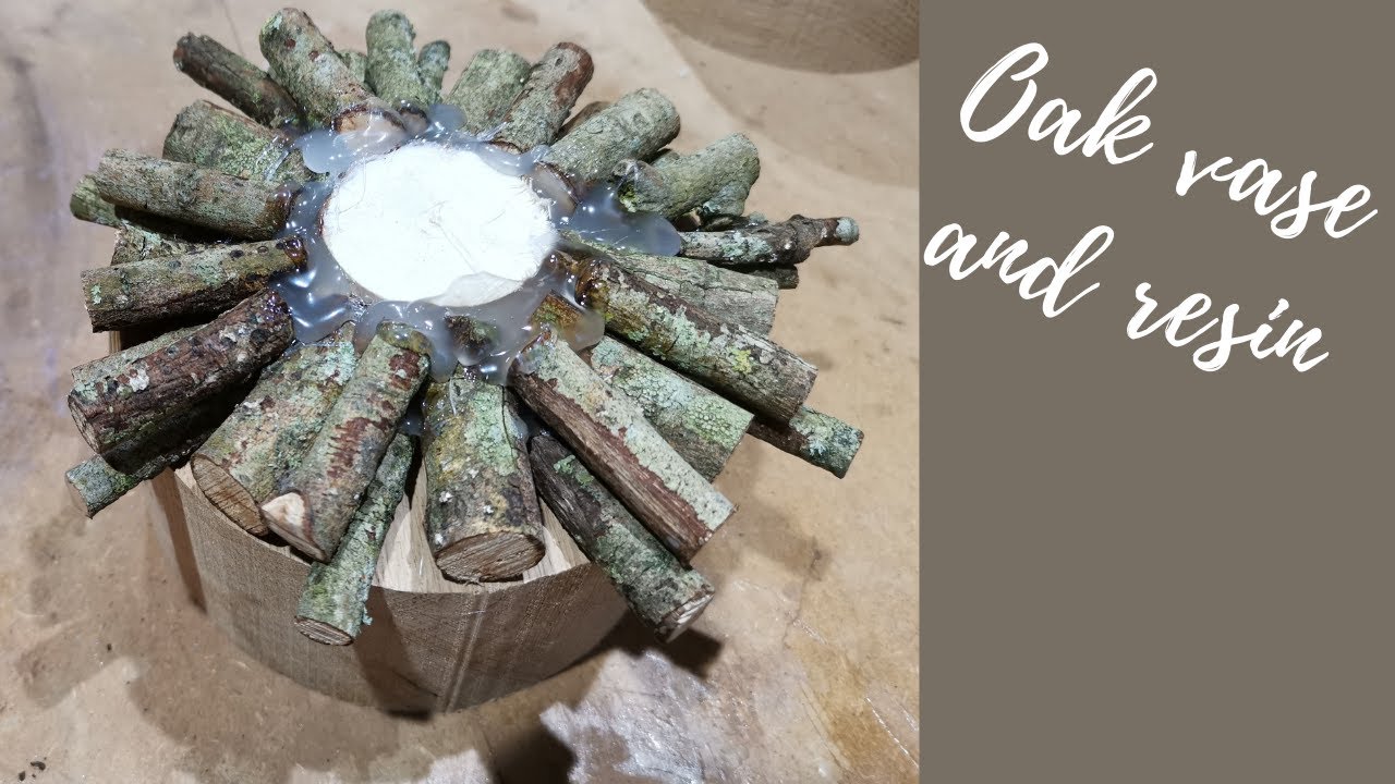 wood turning a oak vase and resin