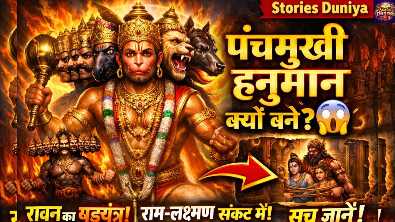 पंचमुखी हनुमान क्यों बने? 😱 अहिरावण वध की पूरी रहस्यमयी कथा 📖| Stories Duniya 