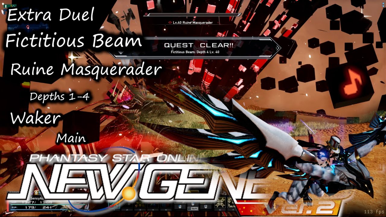 Pso2-NGS Fictitious Beam- Ruine Masquerader Extra Duel Depth 1-4, Plus rewards. Waker main.