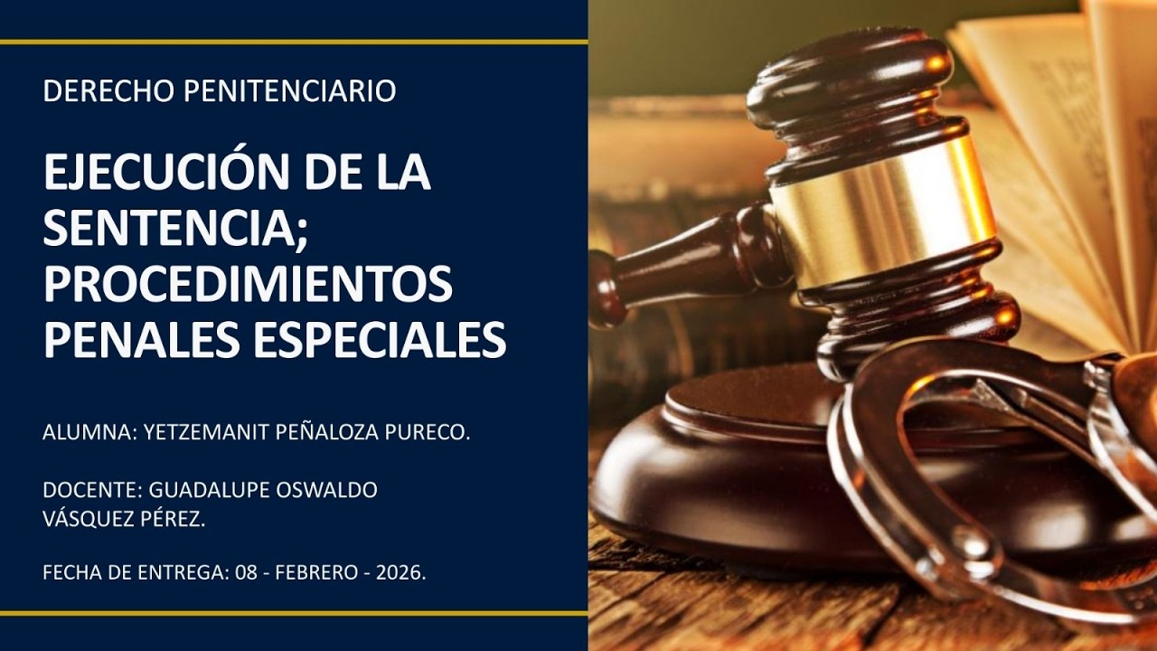 EJECUCIÓN DE LA SENTENCIA; PROCEDIMIENTOS PENALES ESPECIALES.