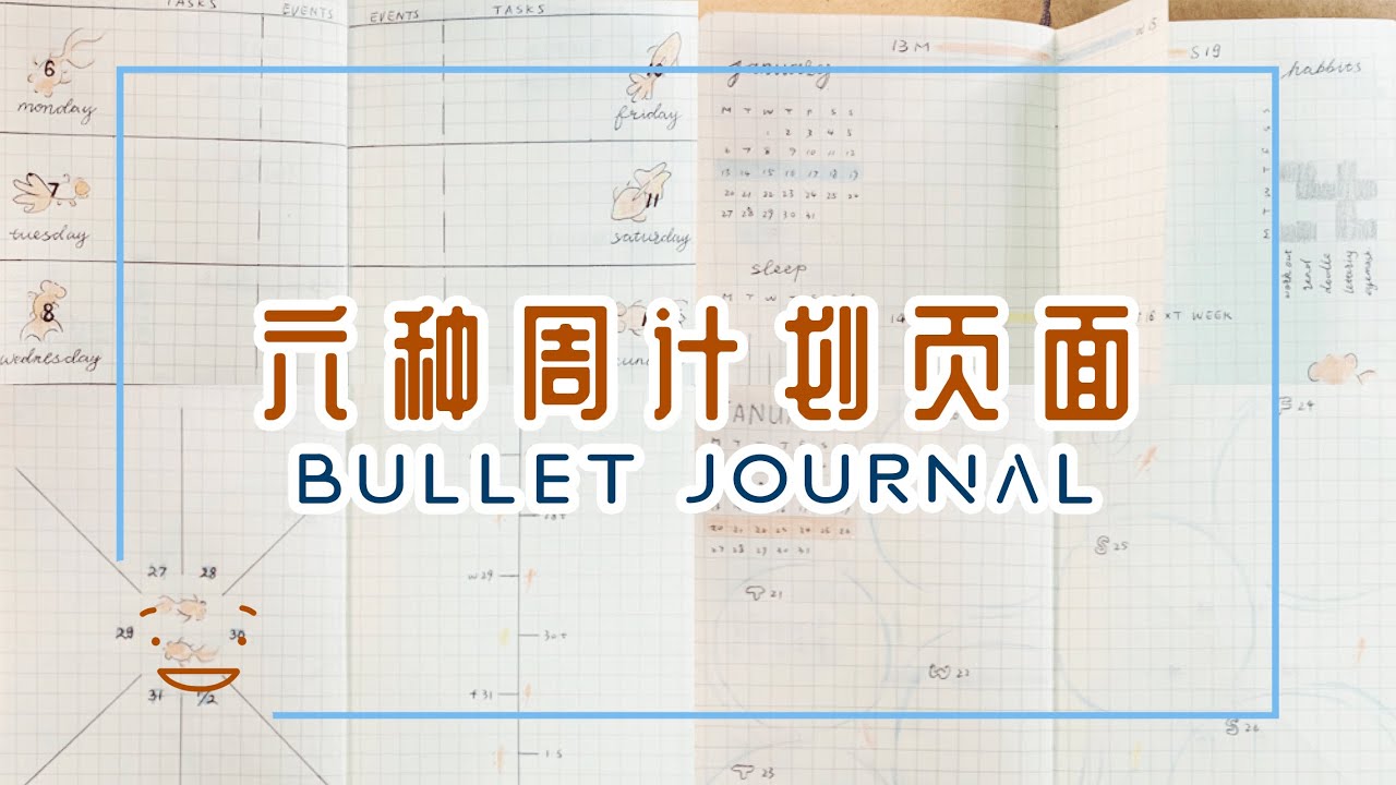 六种子弹笔记周计划页面 | 时间轴 | Dutch Door | 极简 | 6 Bullet Journal Weekly Spread Ideas | Bujo Setup