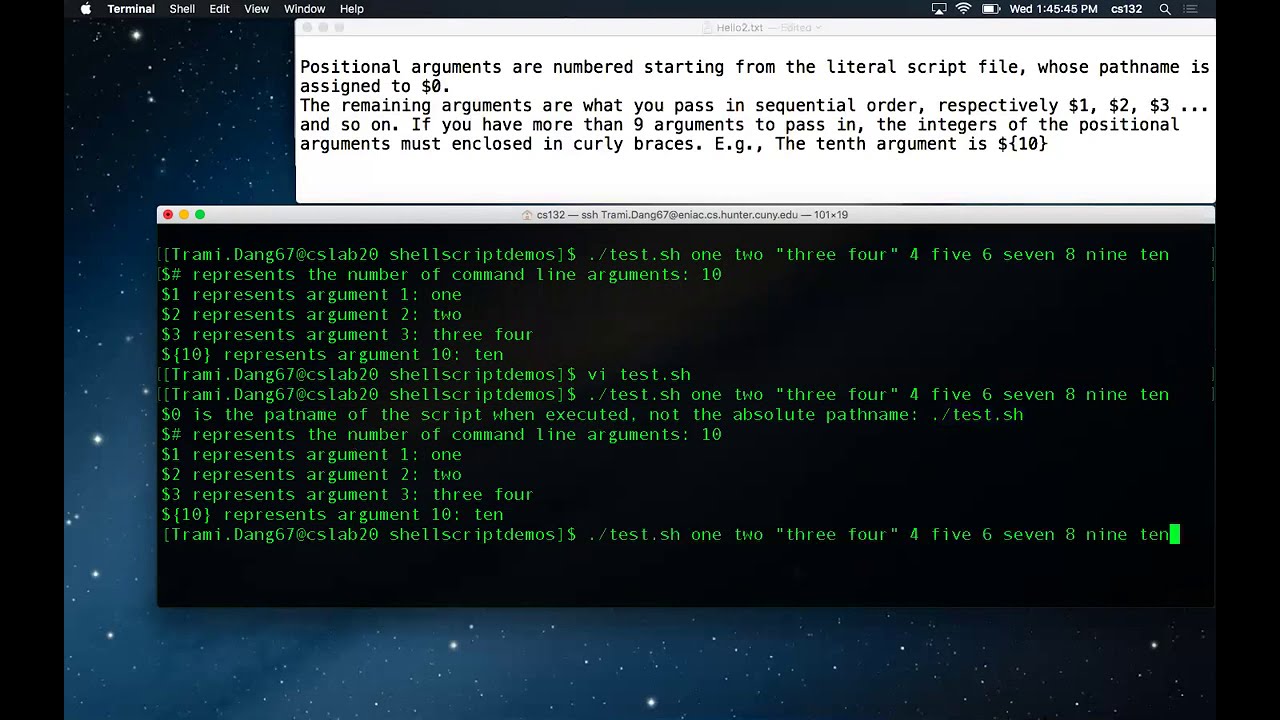 Command arguments in shell scripts