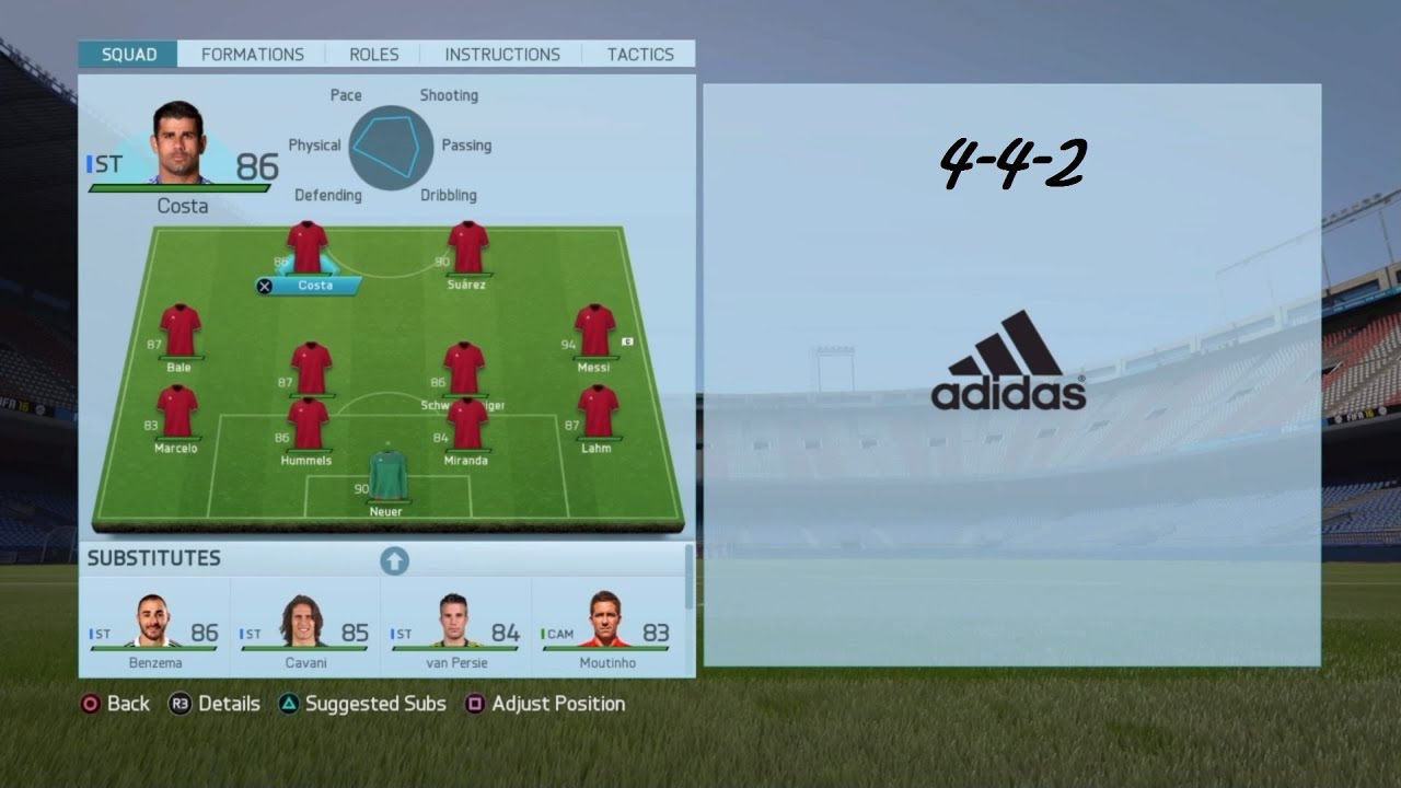 FIFA 16 - FORMAÇÃO 4-4-2 E SUAS VARIÁVEIS - ANÁLISE E DICAS! #1