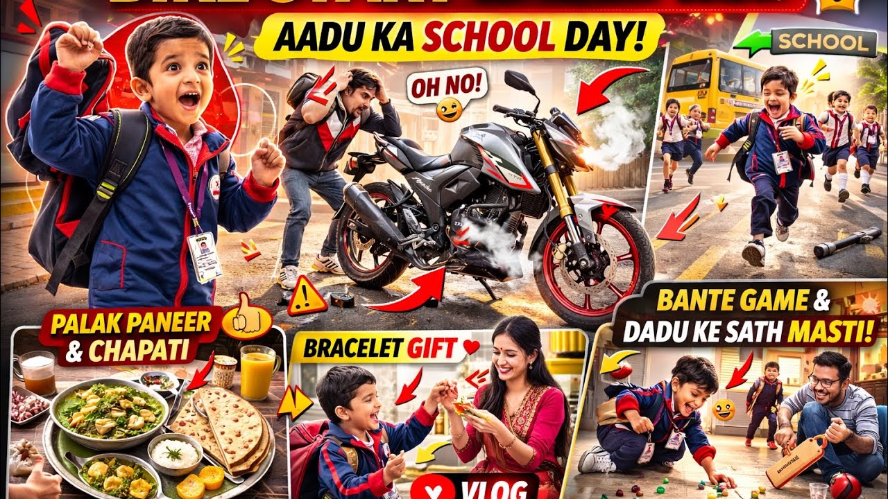“Aadu Ready For School… Par Bike Ne Dhokha De Diya! 😳 | School Stories & Evening Fun”