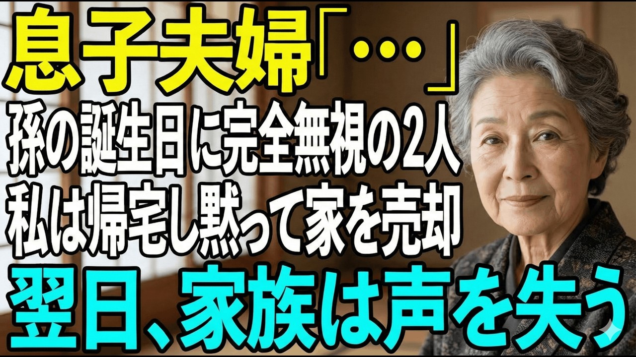 孫の誕生日で息子夫婦に無視され、家を売却し絶縁。家族は絶句した。